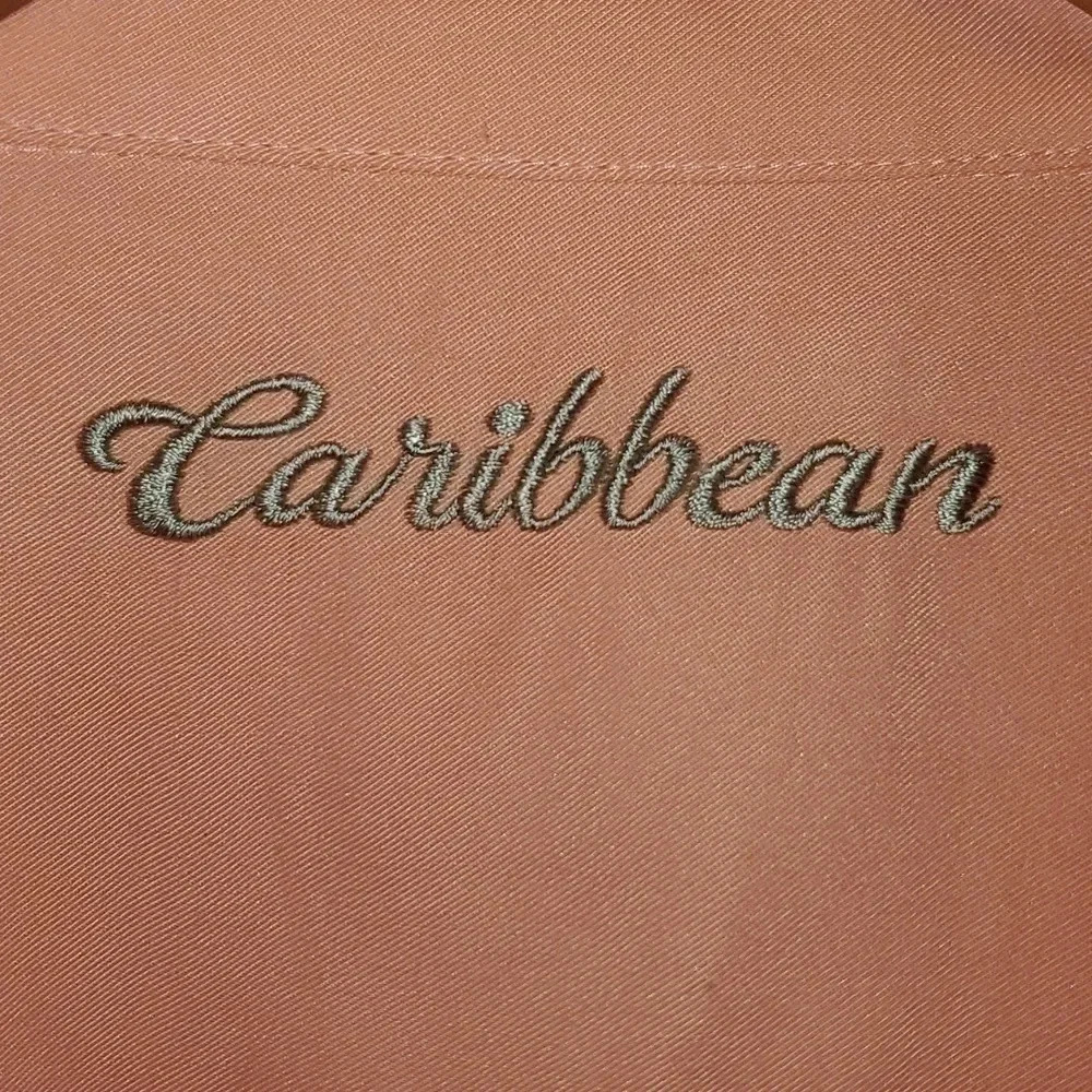Caribbean Men's Button Up Shirt Size XL Salmon Peach Color - Picture 2 of 14